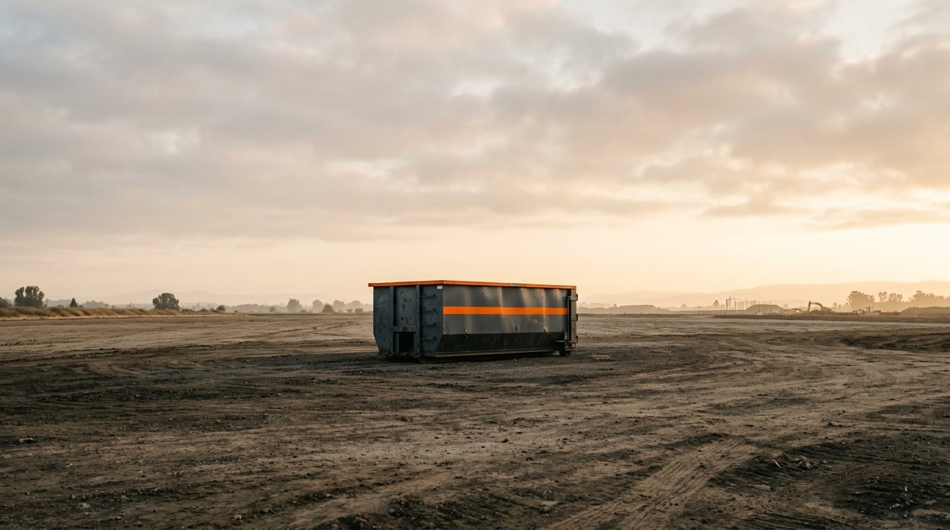 Roll-off dumpster on a job site
